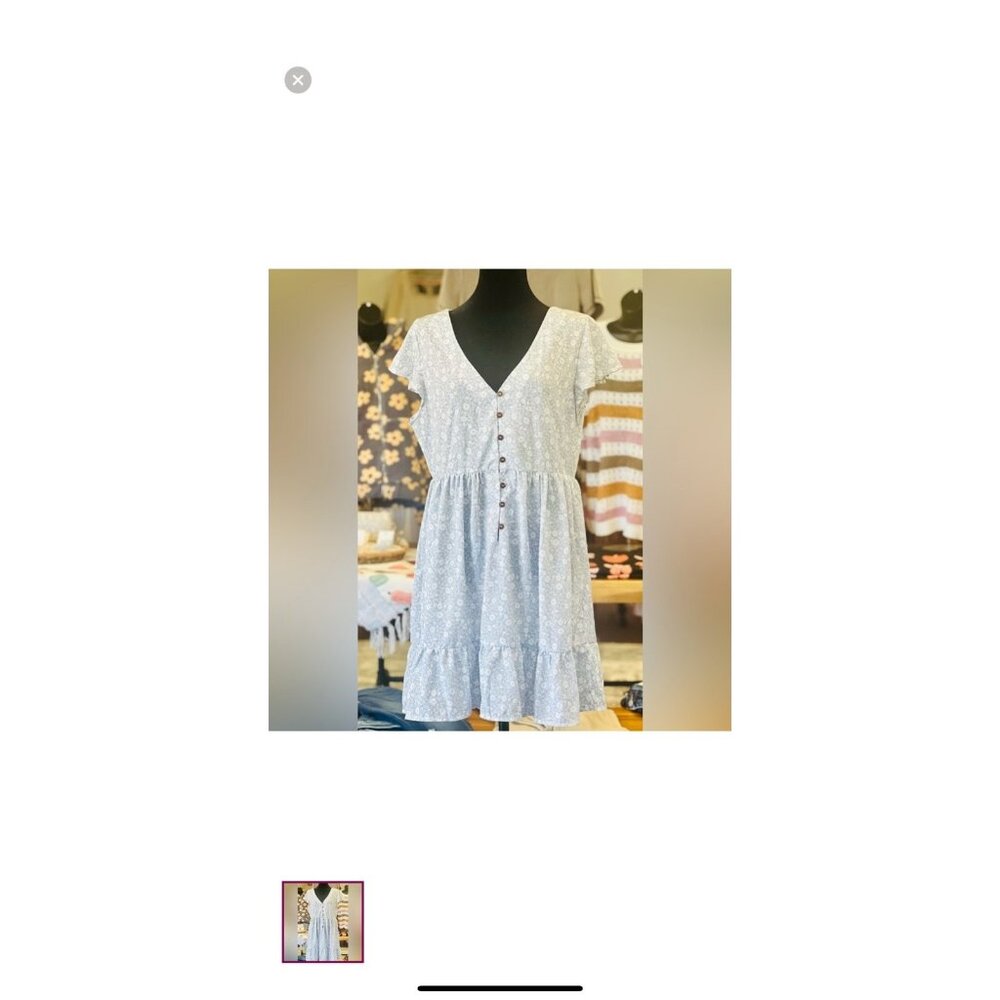 Women’s Button Up Floral Dress with Flutter Sleeves